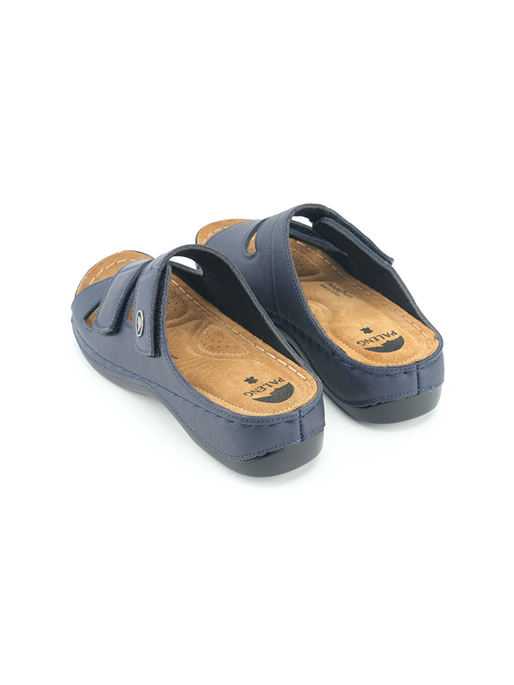 Lacivert Gezer Kadın Ayarlanabilir Hakiki Deri Terlik-3