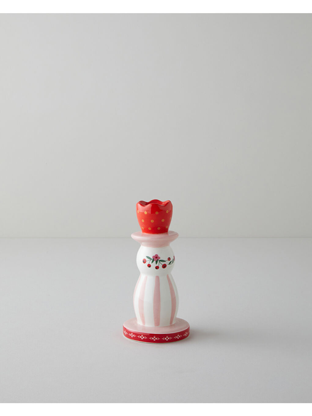 Christmas Şamdan 16 cm Kırmızı - Beyaz