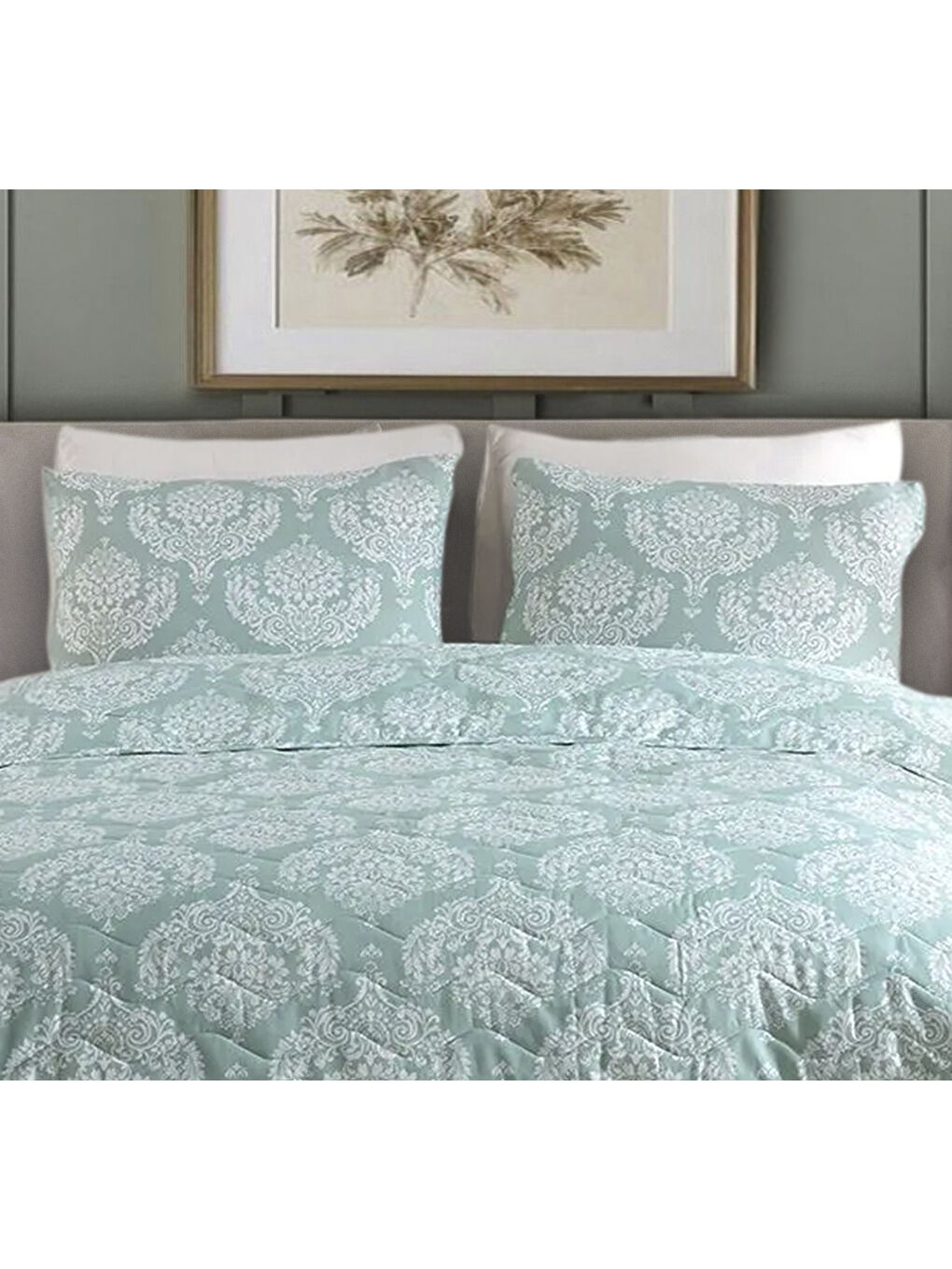 Kapitone Yatak Örtüsü Seti Çift Kişilik Post SuYeşili-1