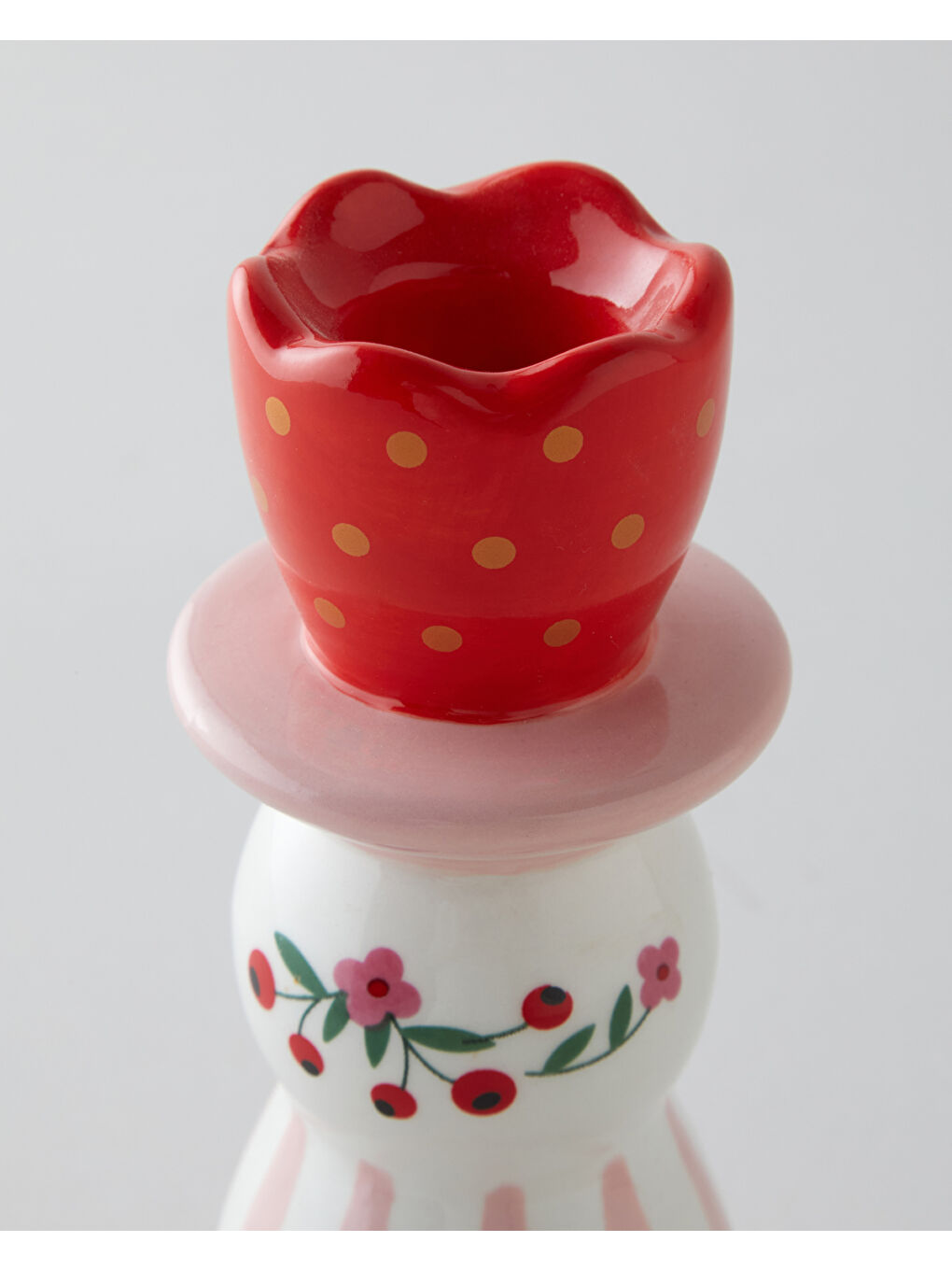 Christmas Şamdan 16 cm Kırmızı - Beyaz-1