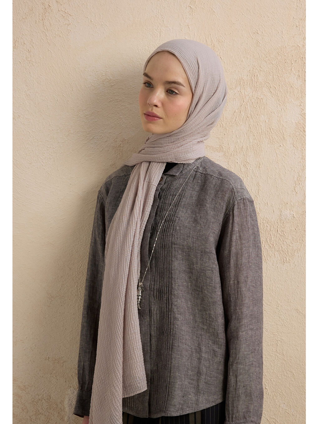 Gri Modal Krinkıl Şal Gümüş-2
