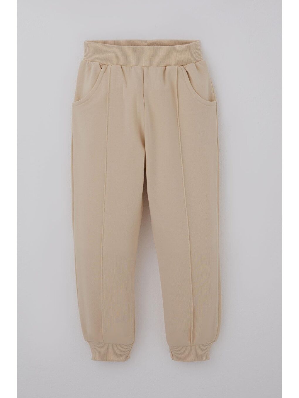 Kız Çocuk Eşofman Takımı Çiçek Baskılı Pantolonu Çima Dikiş Detaylı Bej (3-7 Yaş)-3