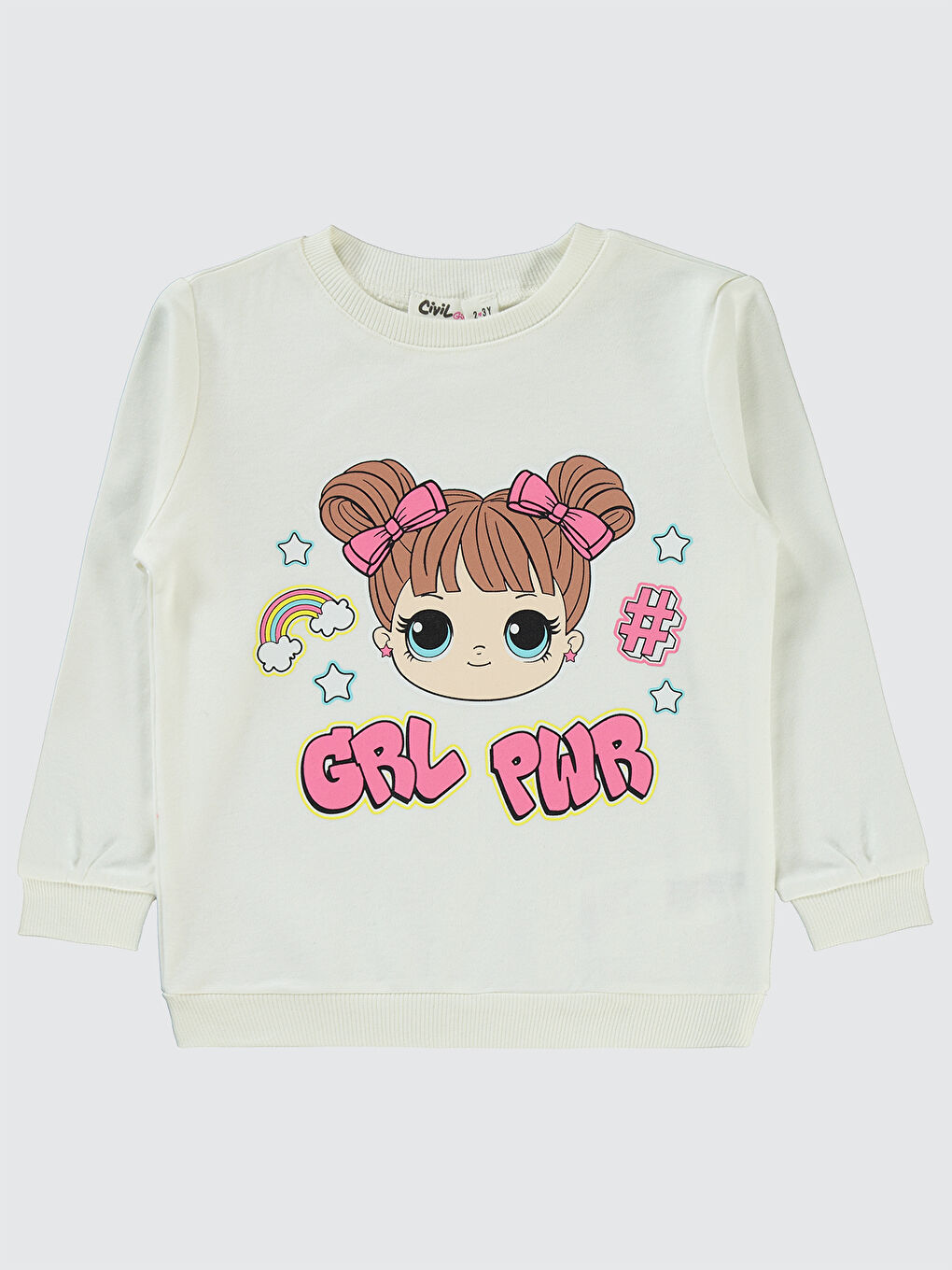 Civil Girls Kız Çocuk Sweatshirt 2-5 Yaş Ekru