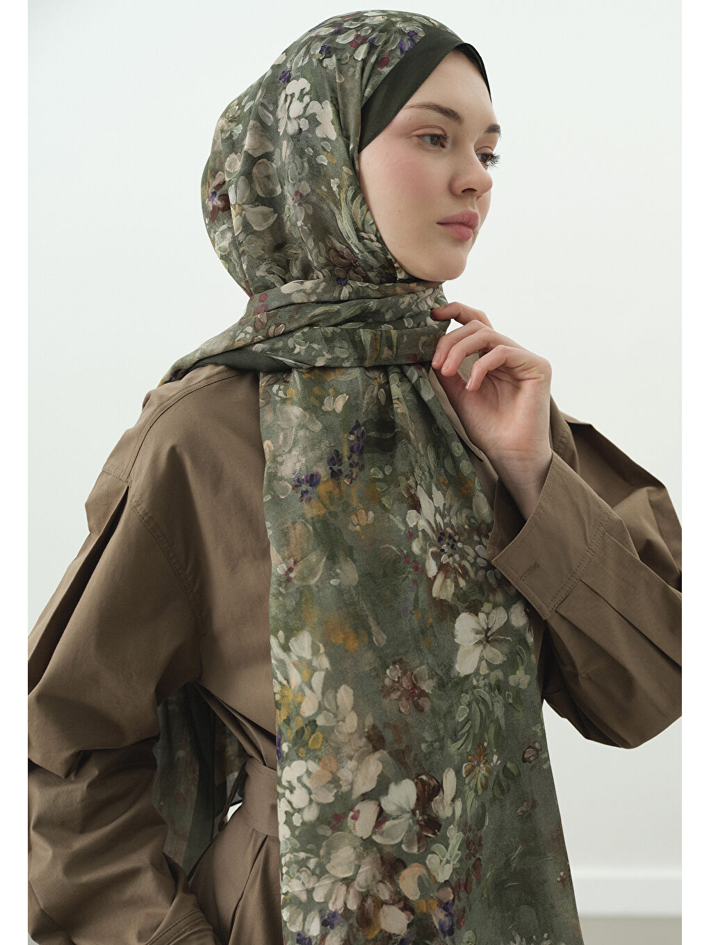 Yeşil DARK BEAUTY DESENLİ PAMUK VİSKON ŞAL ÇAĞLA