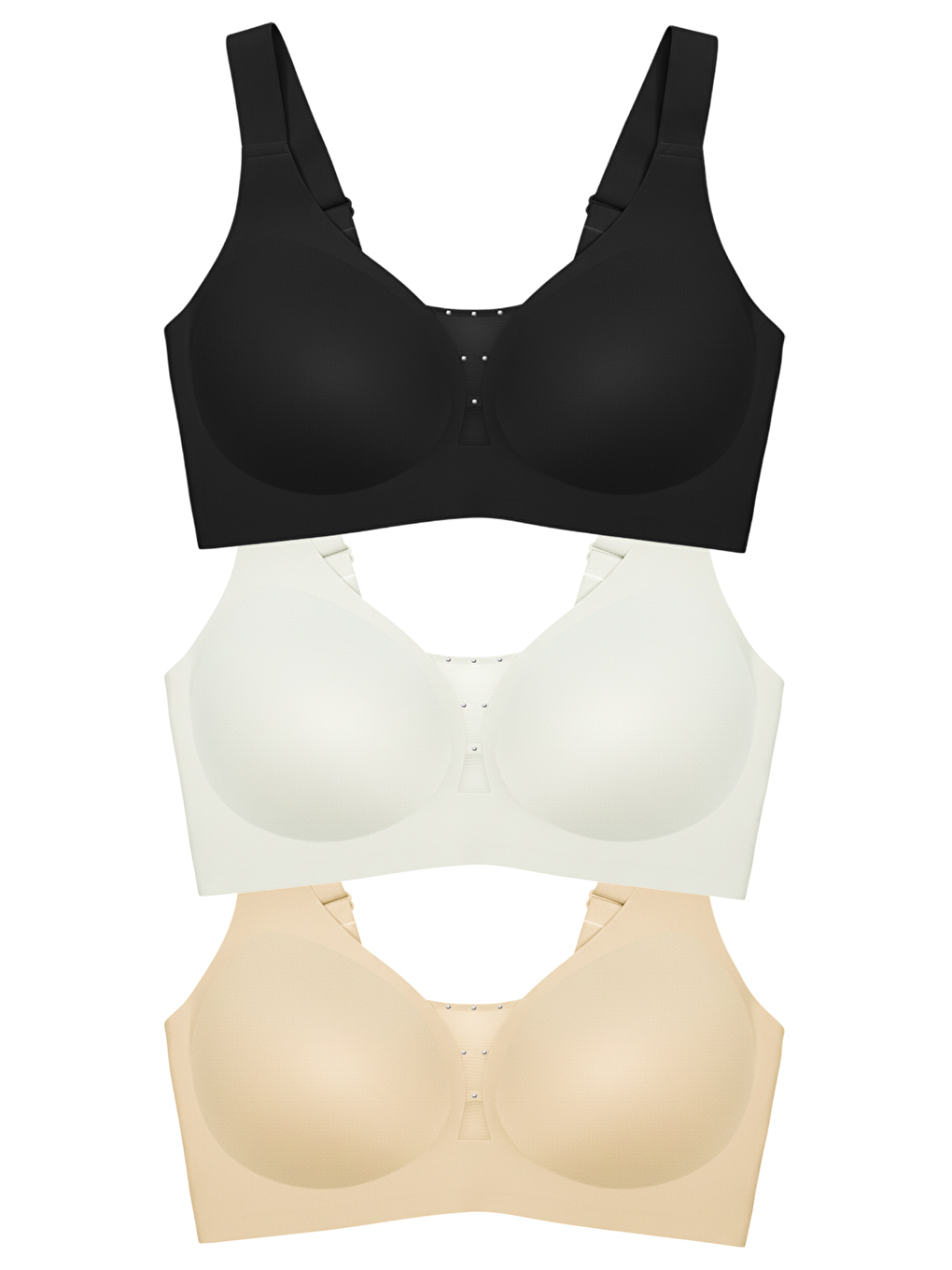 Karışık Seamless Bra - Balance | Lazer Kesim Taşlı Dikişsiz Toparlayıcı Büyük Beden Kadın Sütyen 3'Lü Paket