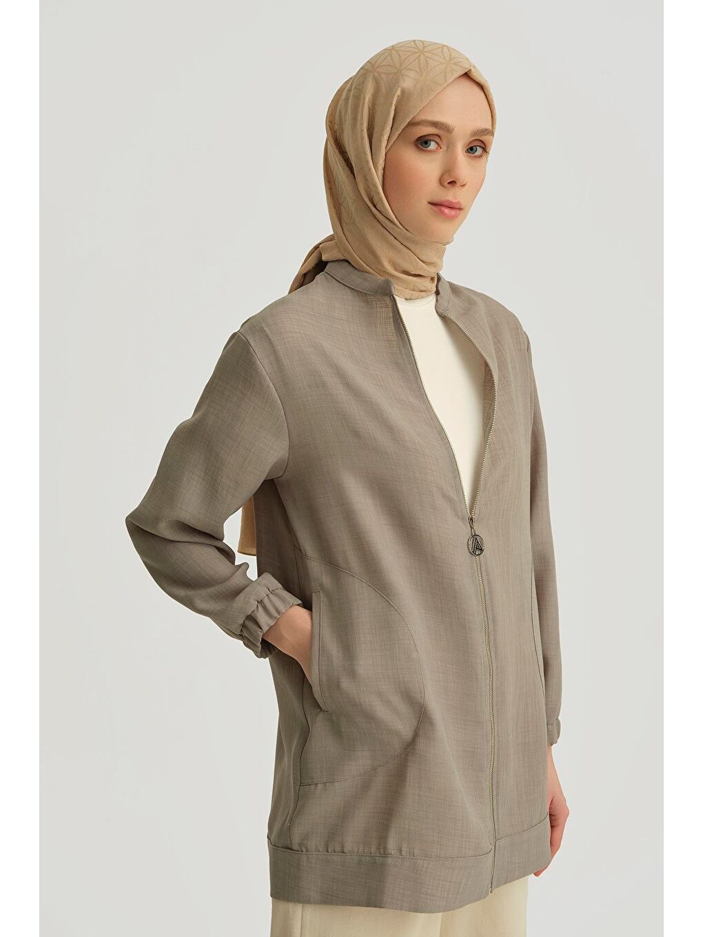 Zincir Detaylı Ceket 25Yt552 Gri-1