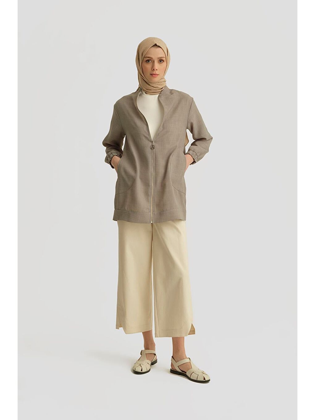 Zincir Detaylı Ceket 25Yt552 Gri-3