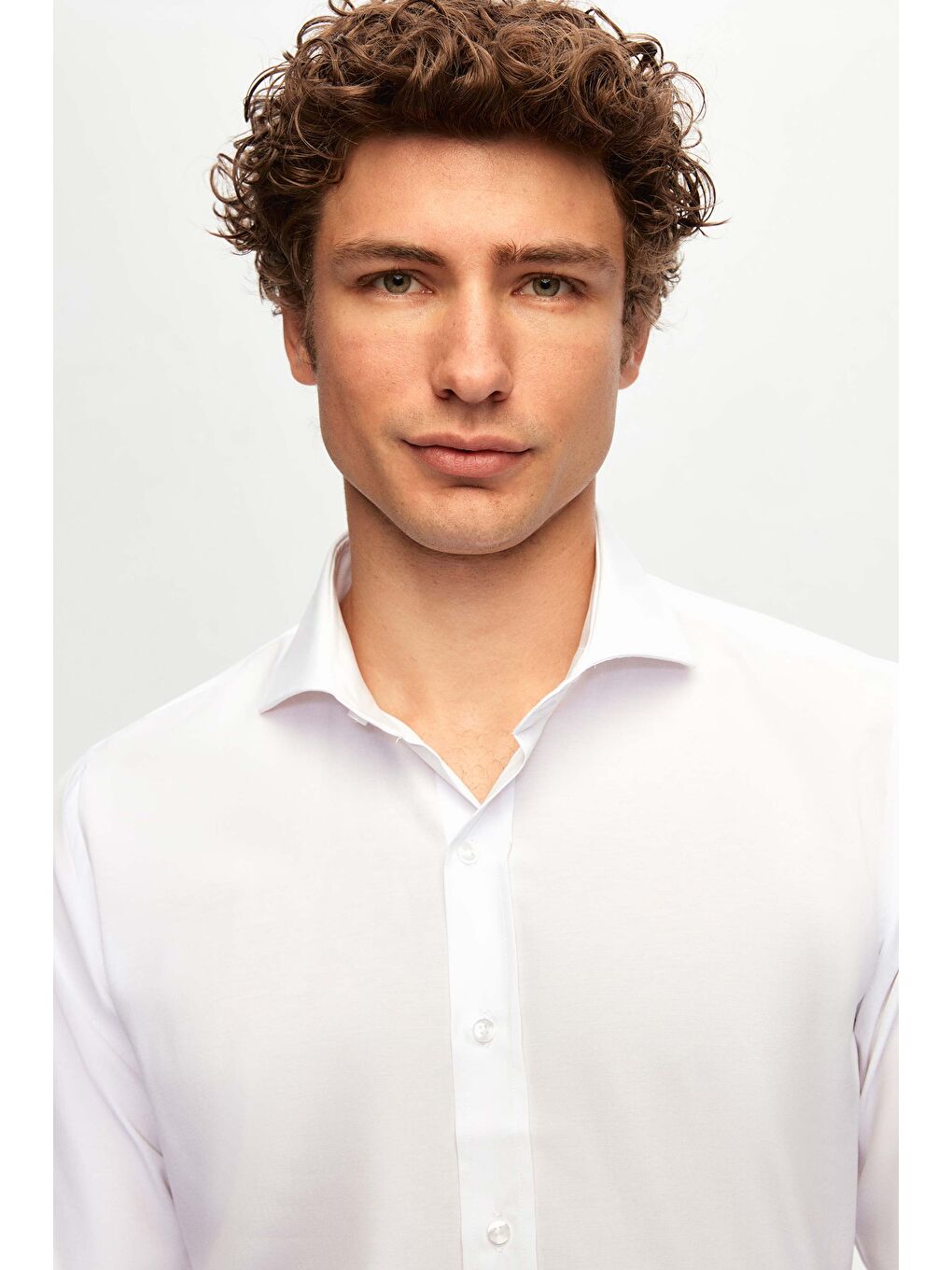 Slim Fit Beyaz İtalyan Yaka Dar Kesim Klasik Kravatlık Uzun Kol Kolay Ütülenebilir Gömlek-1