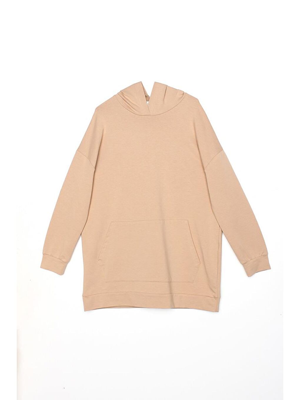 ALLDAY Kahverengi Camel Kapüşonlu Sweatshirt Tunik - 4