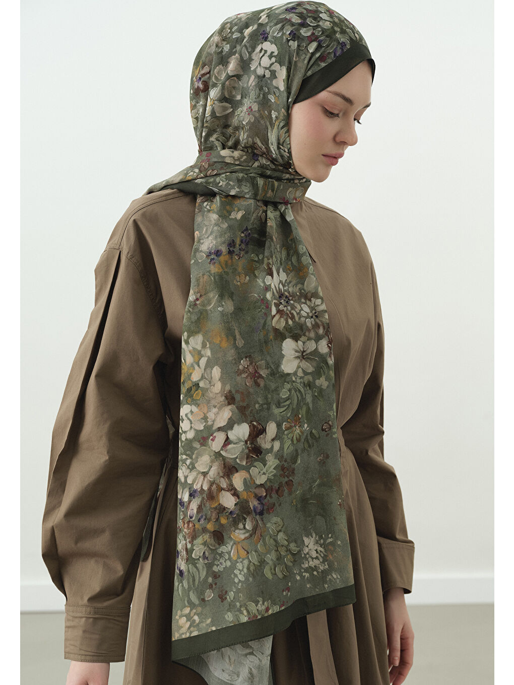 Yeşil DARK BEAUTY DESENLİ PAMUK VİSKON ŞAL ÇAĞLA-2