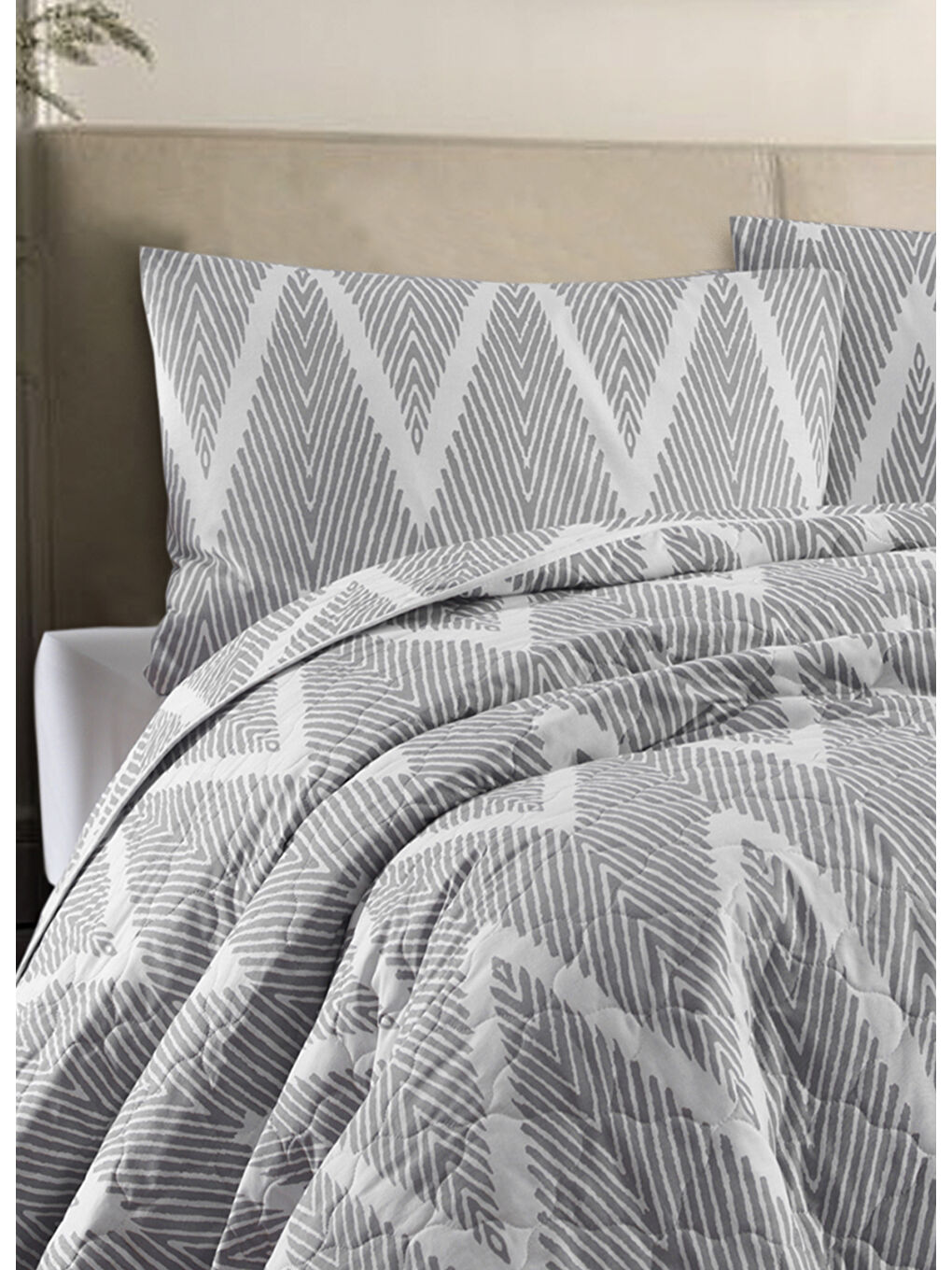 Kapitone Yatak Örtüsü Seti Tek Kişilik Olivia Gri-3