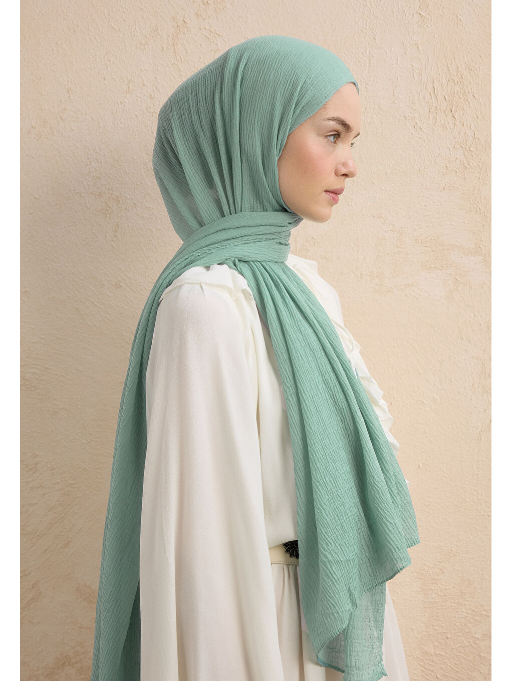 Turkuaz Modal Krinkıl Şal Okyanus-1