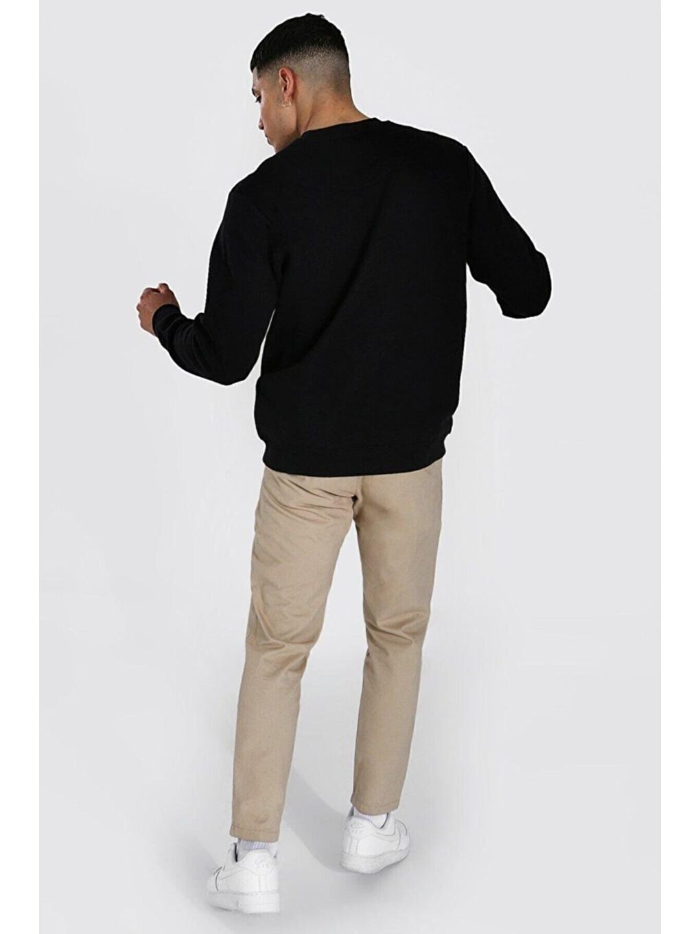 Trendseninle Erkek Siyah Man Baskılı Oversize Sweatshirt - 1