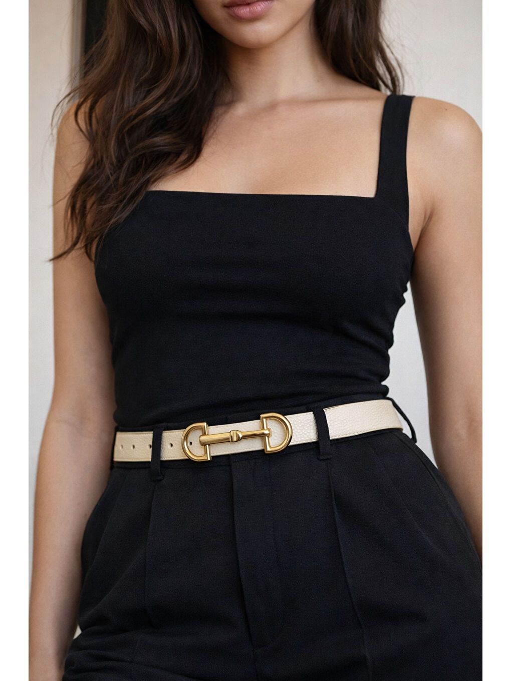 Uzun Tokalı Bej İnce Kadın Kemeri Ceket Kemeri, Gömlek Kemeri, Elbise Kemeri KMR001 BEJ