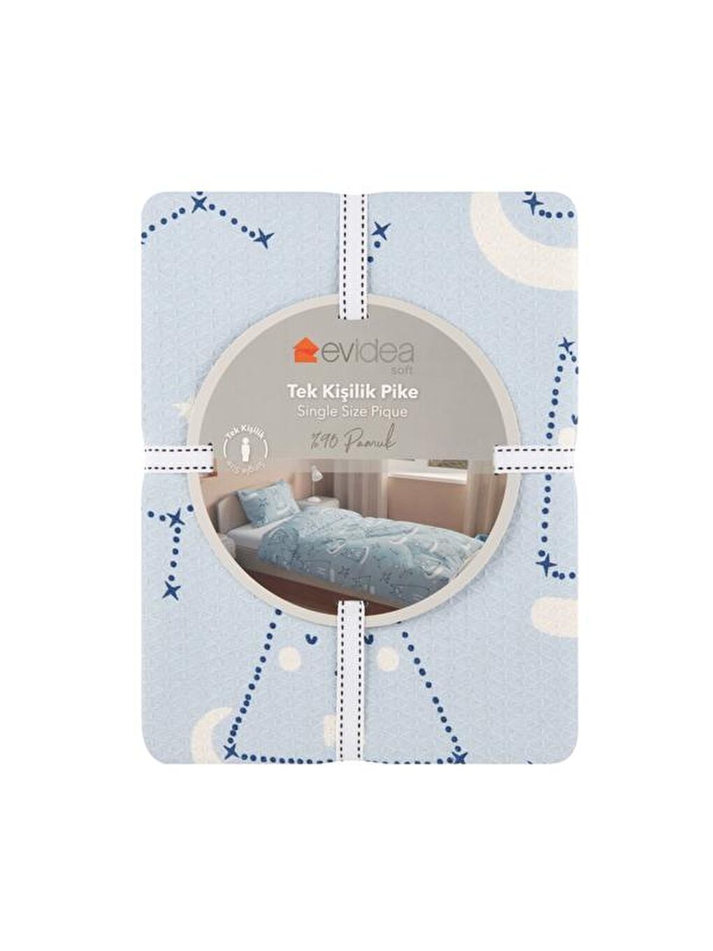 Çocuk Cute Tek Kişilik Pike - Mavi / Beyaz - 160x220 cm-2