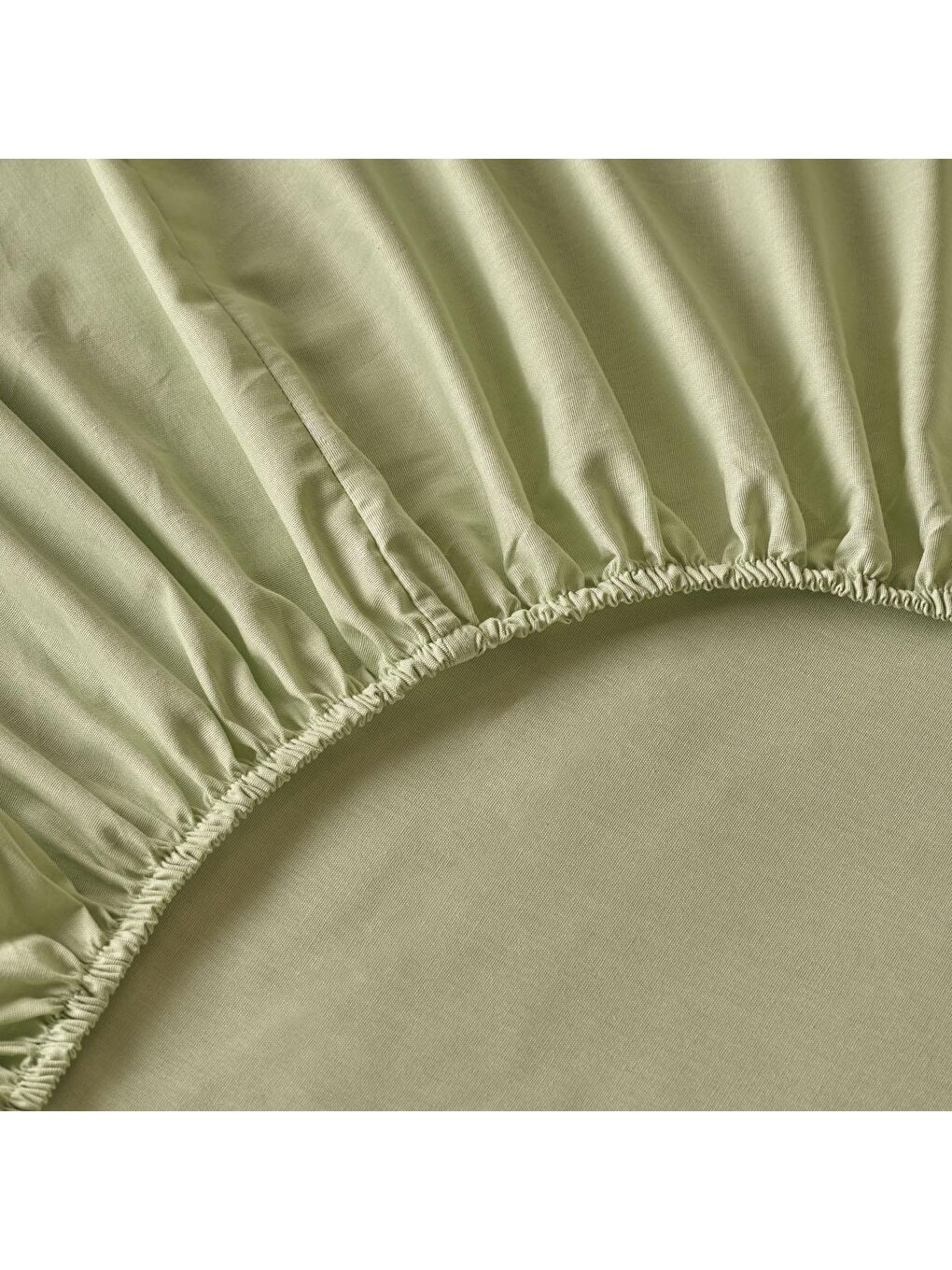 %100 Pamuk Saten Çift Kişilik Lastikli Çarşaf Sisli Yeşil-1