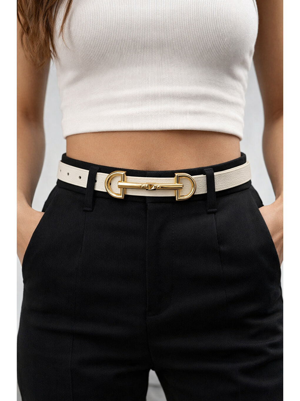 Uzun Tokalı Bej İnce Kadın Kemeri Ceket Kemeri, Gömlek Kemeri, Elbise Kemeri KMR001 BEJ-2