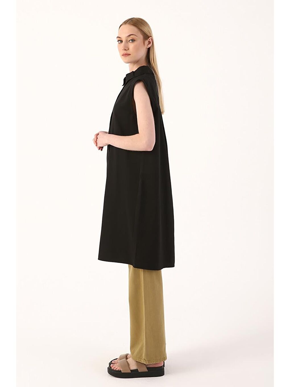 Siyah-Kolsuz Gömlek Tunik-2