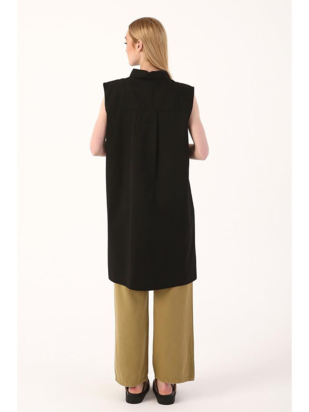 Siyah-Kolsuz Gömlek Tunik-3