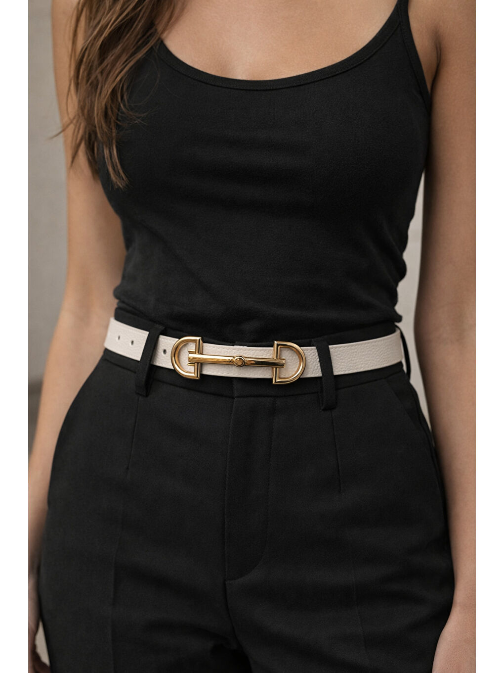 Uzun Tokalı Bej İnce Kadın Kemeri Ceket Kemeri, Gömlek Kemeri, Elbise Kemeri KMR001 BEJ-3