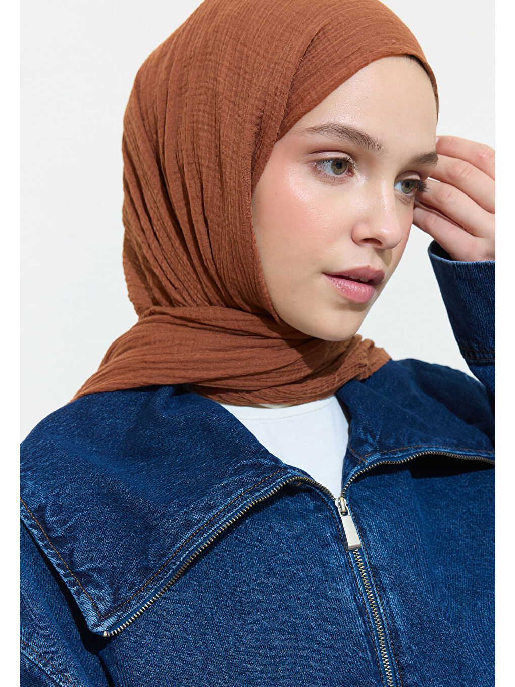 Kahverengi Modal Krinkıl Şal Ağaç Kabuğu-3