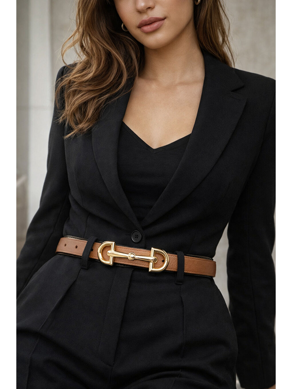 Kahverengi Uzun Tokalı Kahve İnce Kadın Kemeri Ceket Kemeri, Gömlek Kemeri, Elbise Kemeri KMR001 KAHVERENGI