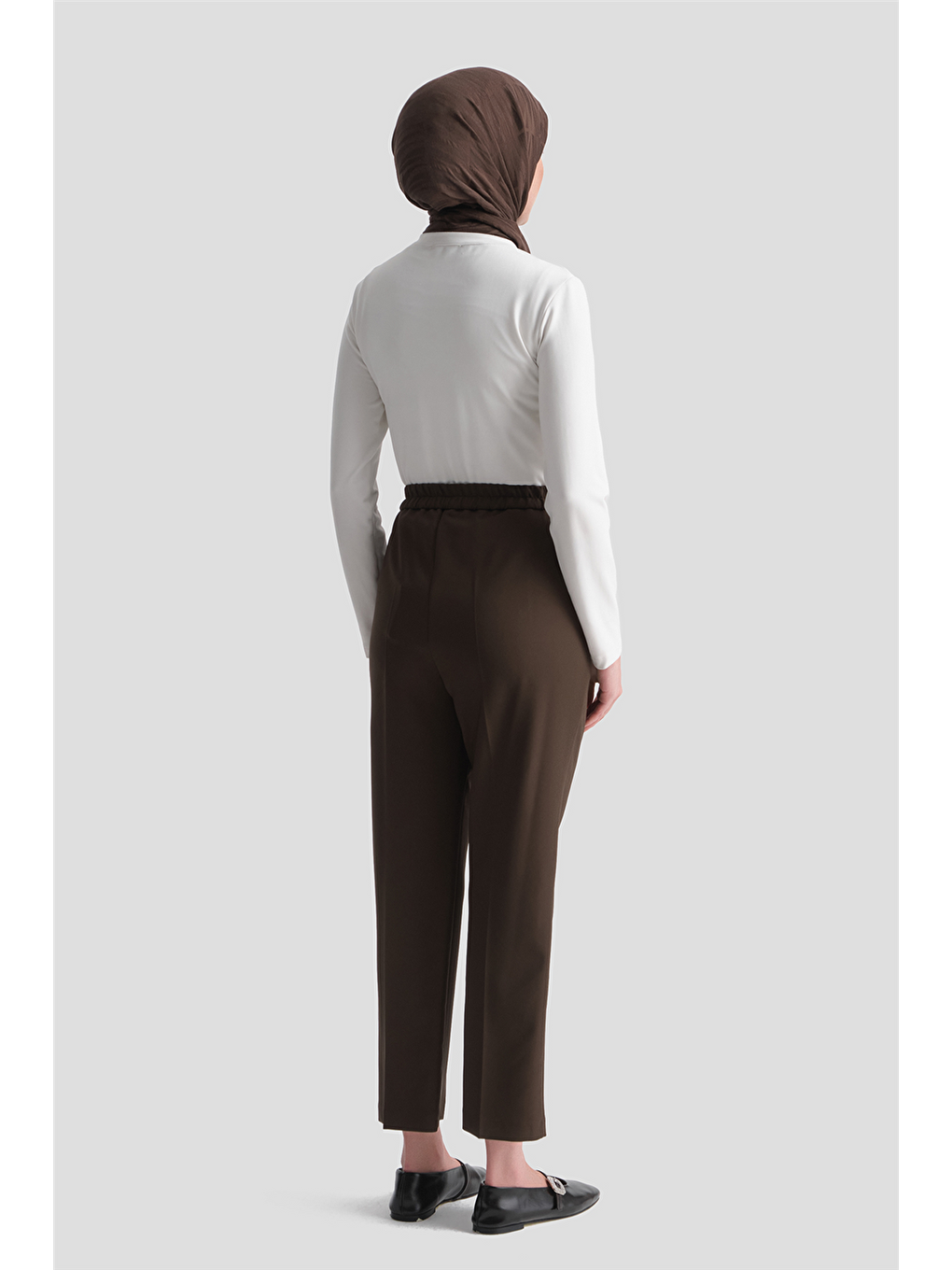 Kahverengi Beli Lastikli Pantolon Acı Kahve-4