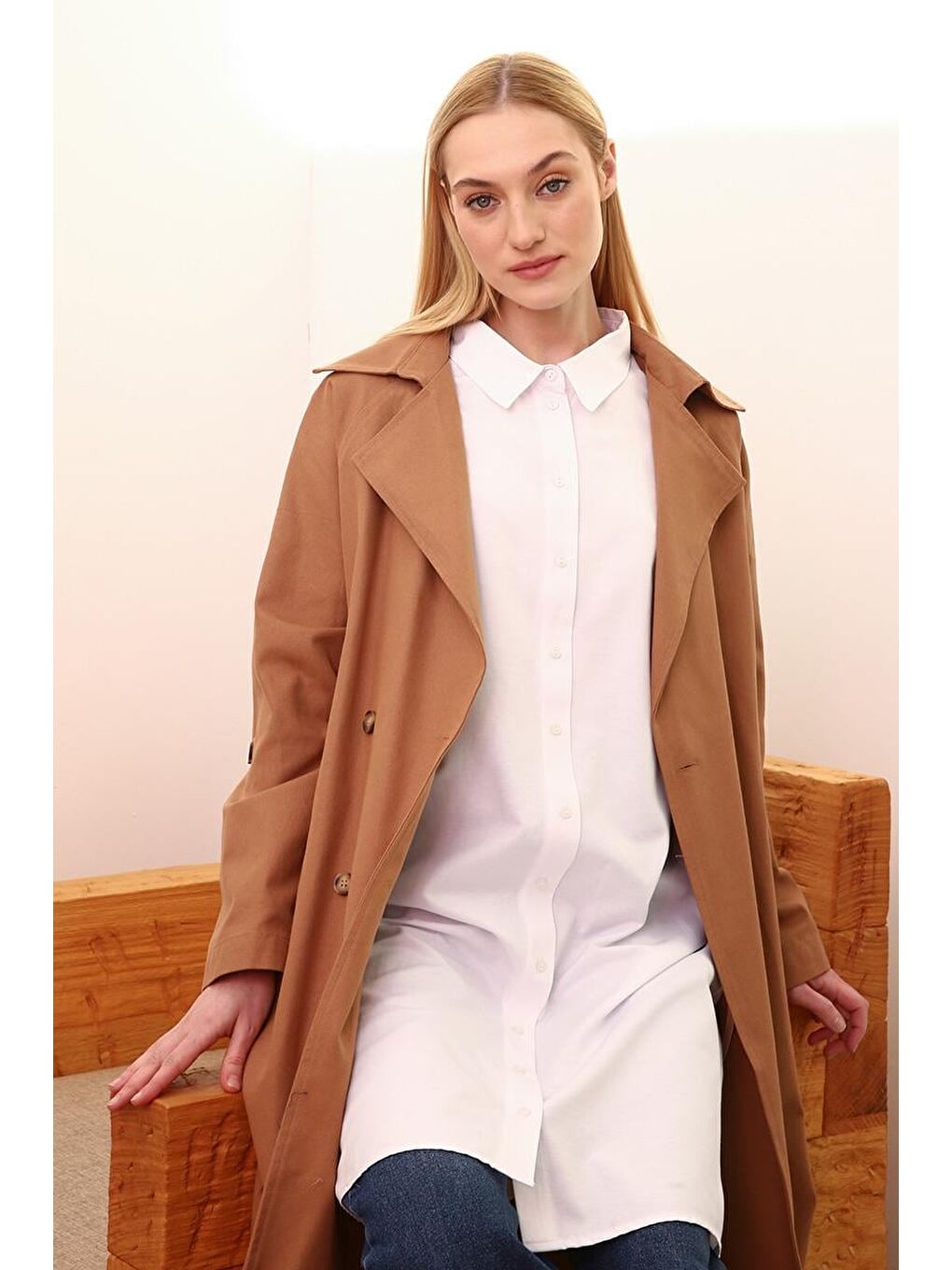 Beyaz-Kolsuz Gömlek Tunik