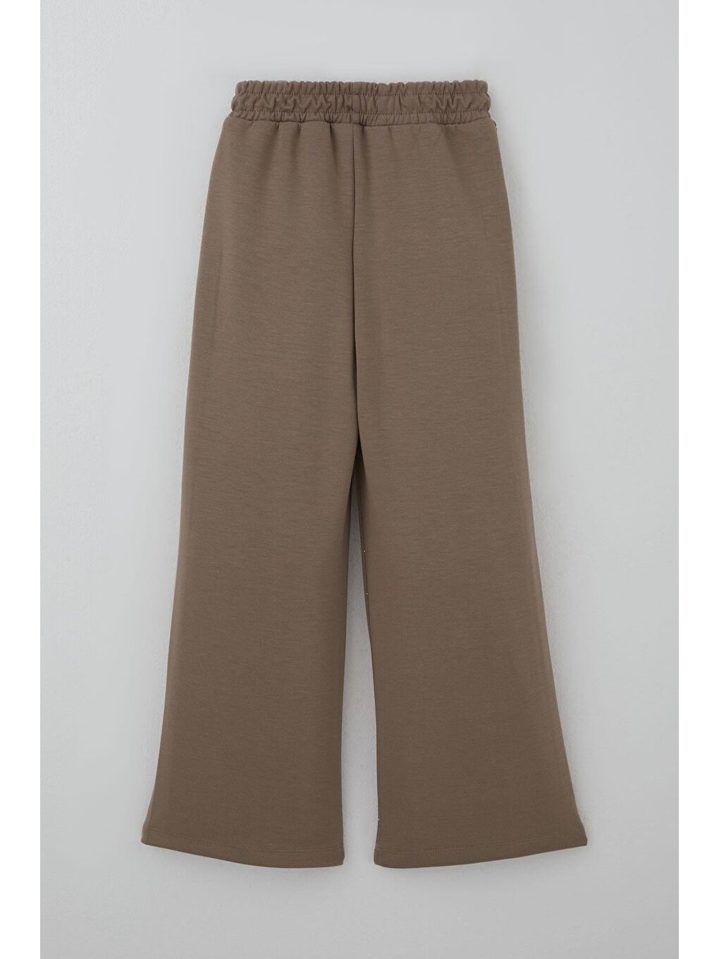 Bej Kız Çocuk Pantolon Taş Baskılı Fiyonk Bağcık Aksesuarlı Vizon (8-14 Yaş)-1