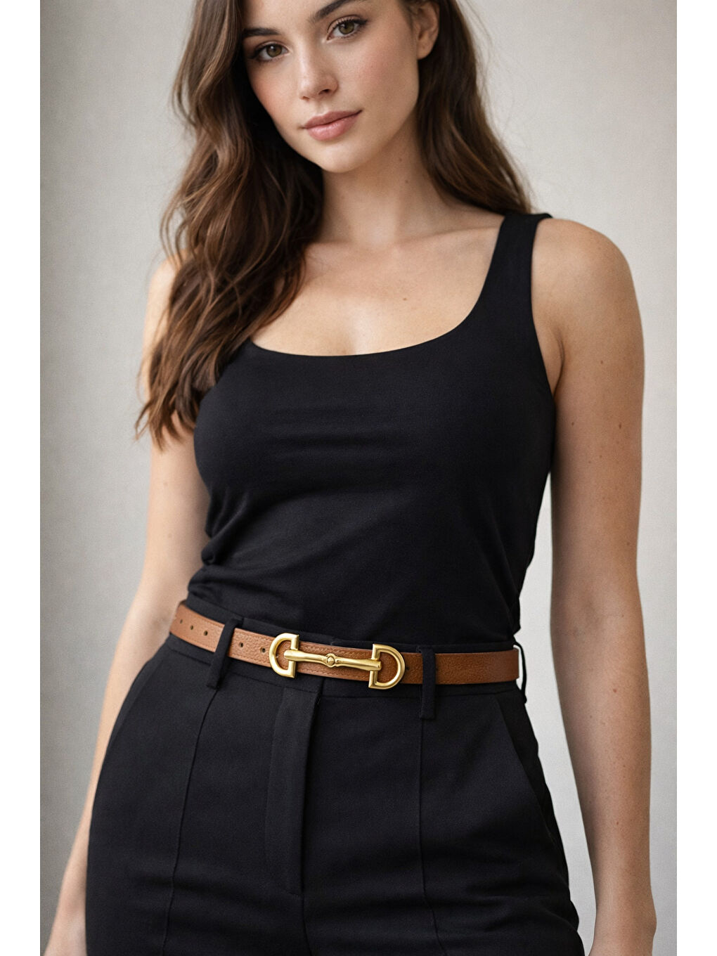 Kahverengi Uzun Tokalı Kahve İnce Kadın Kemeri Ceket Kemeri, Gömlek Kemeri, Elbise Kemeri KMR001 KAHVERENGI-2