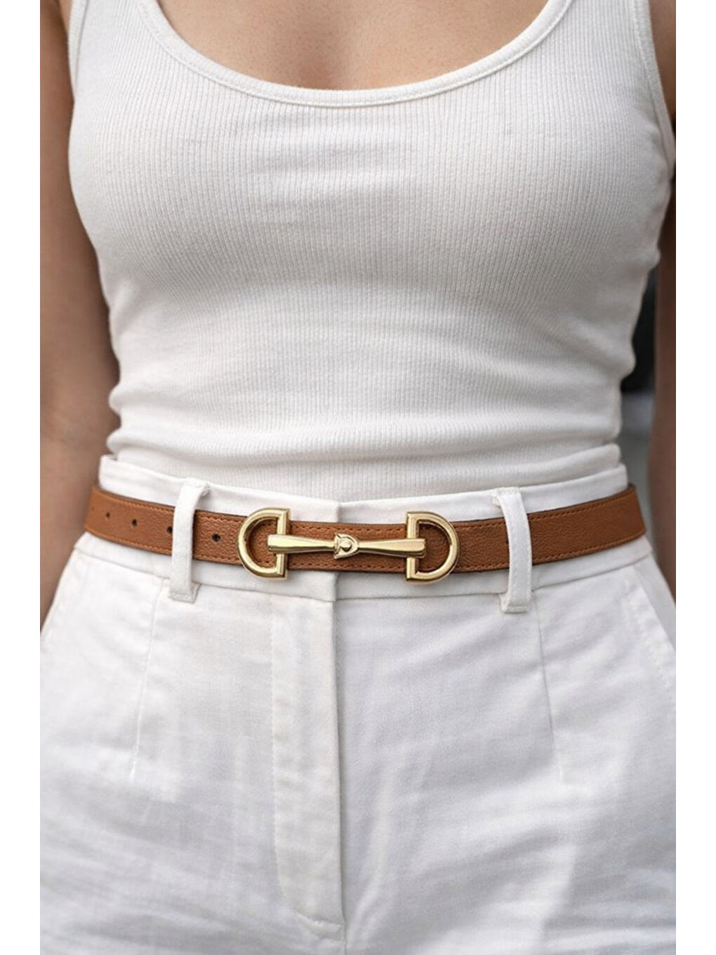 Kahverengi Uzun Tokalı Kahve İnce Kadın Kemeri Ceket Kemeri, Gömlek Kemeri, Elbise Kemeri KMR001 KAHVERENGI-4