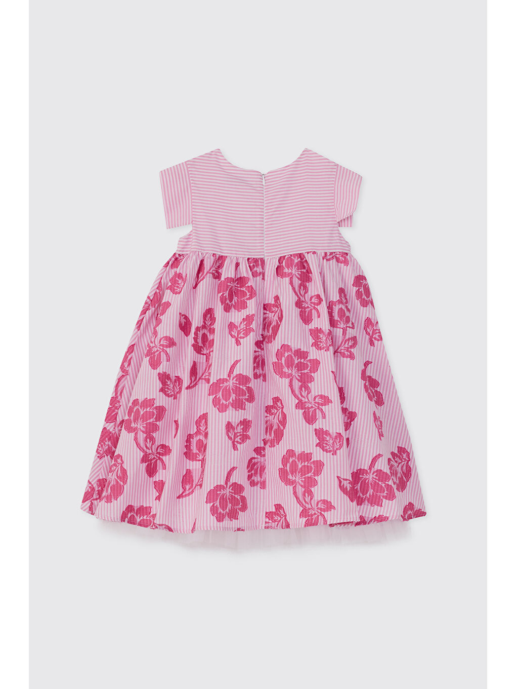 Kız Çocuk Çiçek Desenli Pembe Elbise-4