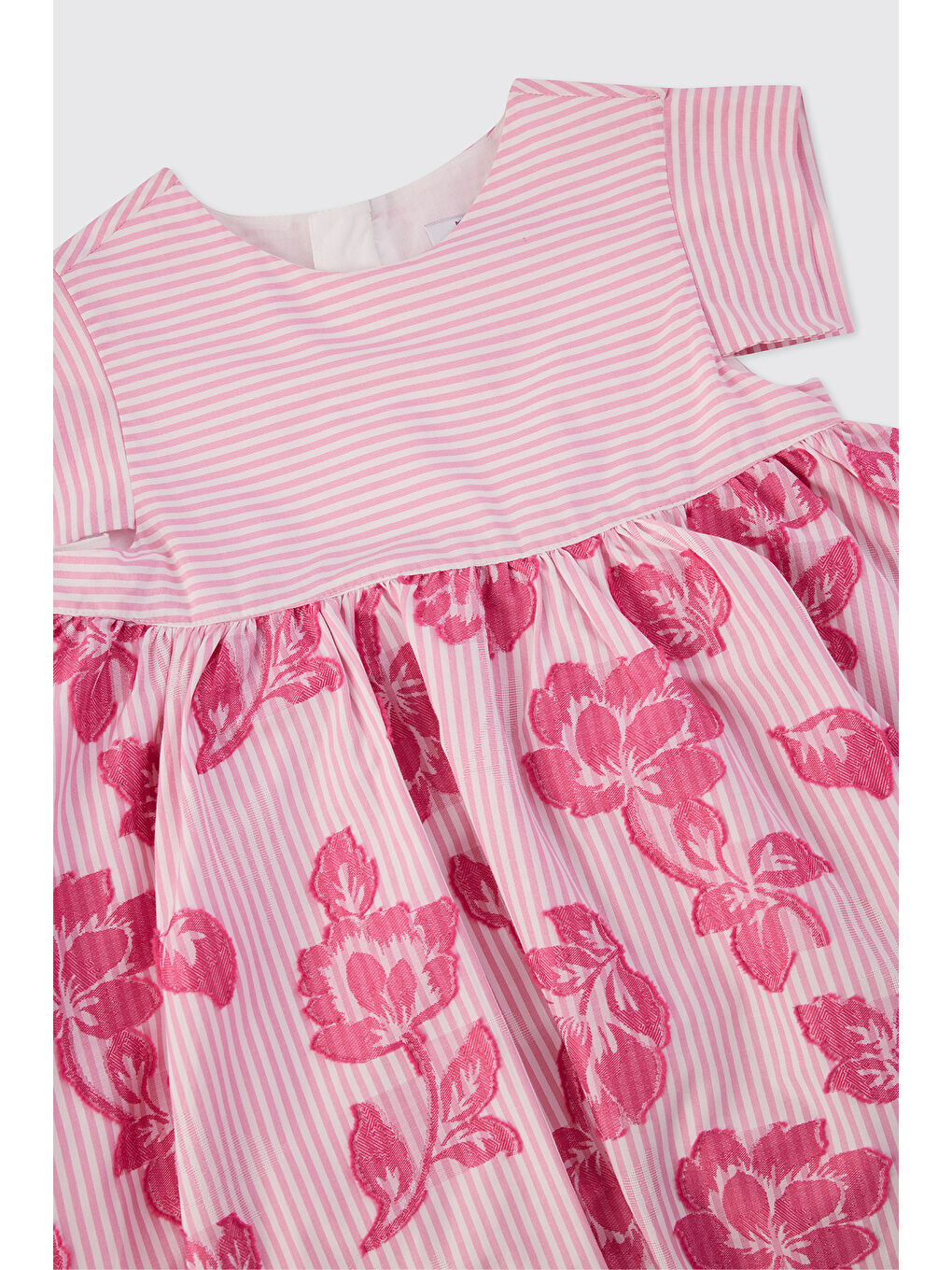 Kız Çocuk Çiçek Desenli Pembe Elbise-5