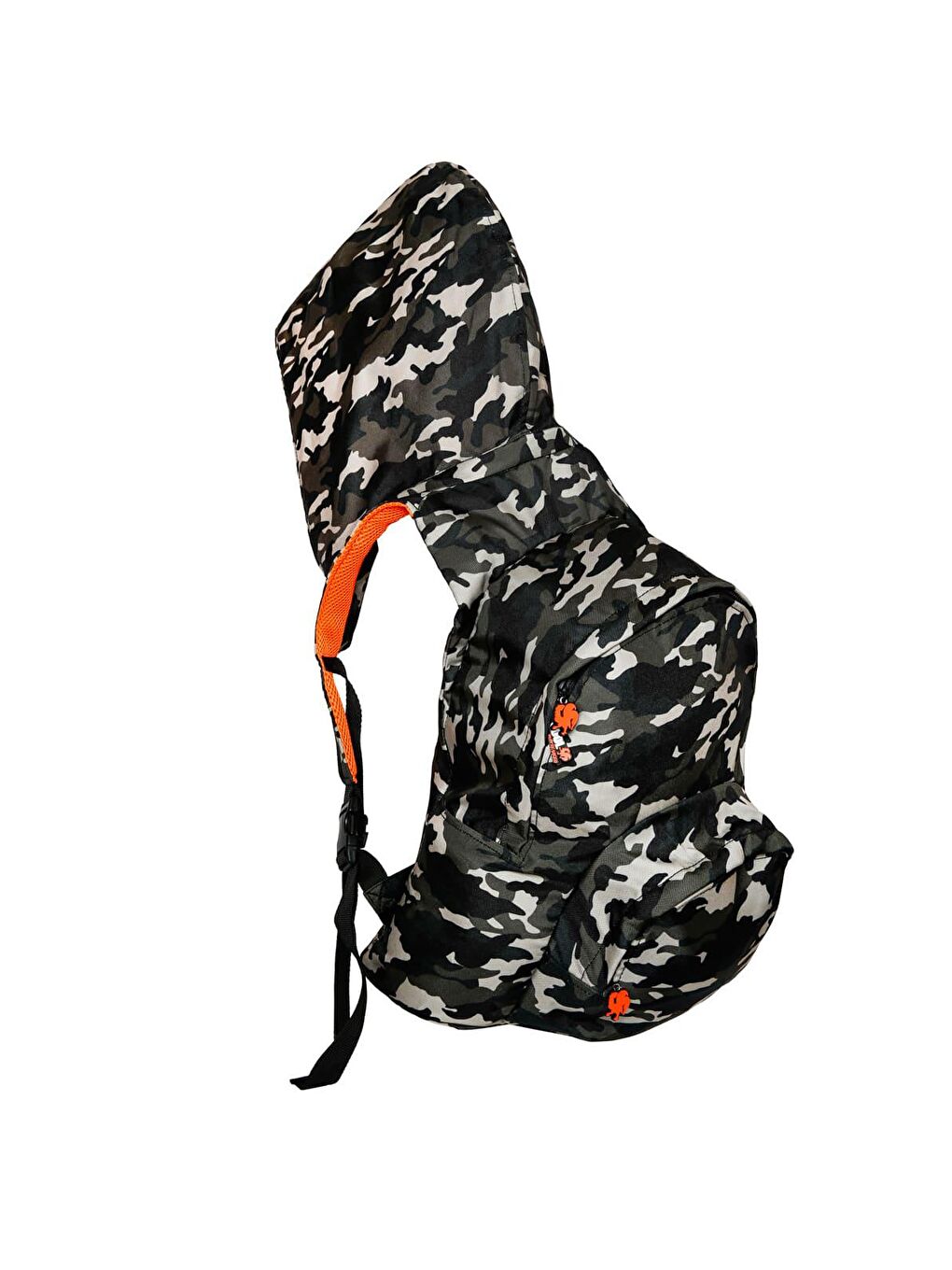 Morikukko Karışık Camo Neon Orange Çıkabilir Kapüşonlu Sırt Çantası - 2