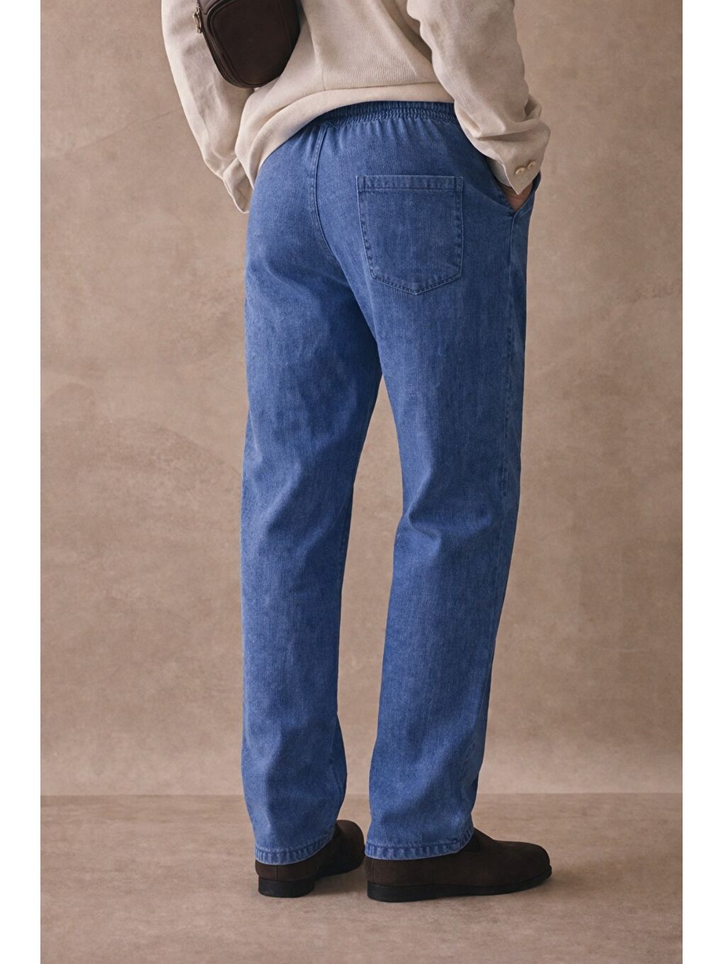 Lacivert Füme Renk Erkek Yazlık Keten Karışımı Relaxed Pantolon-2