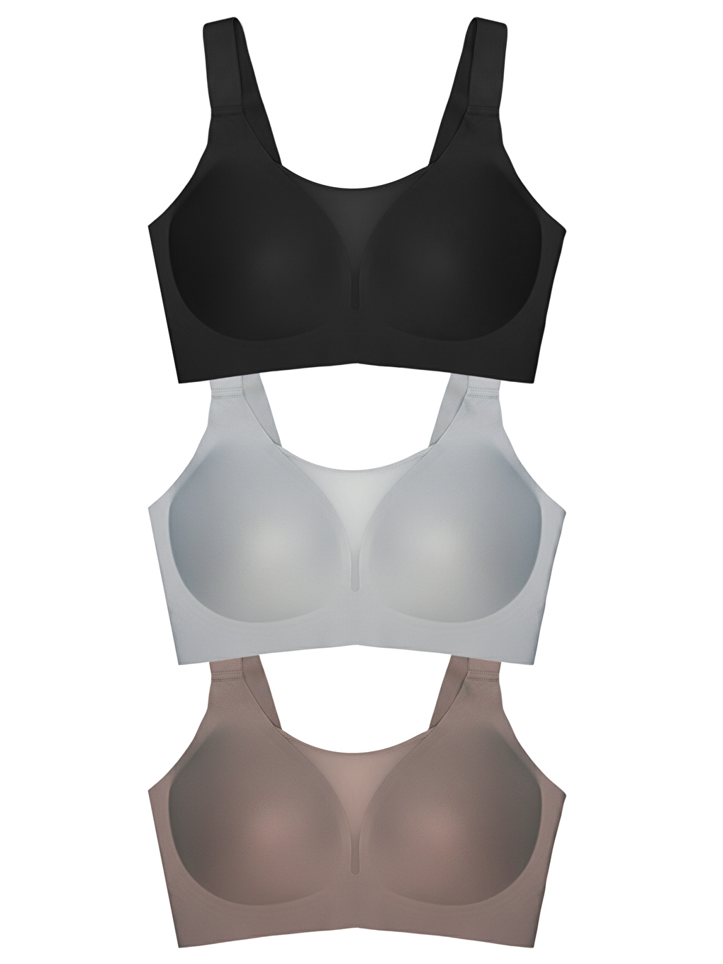 Karışık Seamless Bra - Forme | Lazer Kesim Dikişsiz Toparlayıcı Büyük Tüllü Beden Kadın Sütyen 3'Lü Paket-2