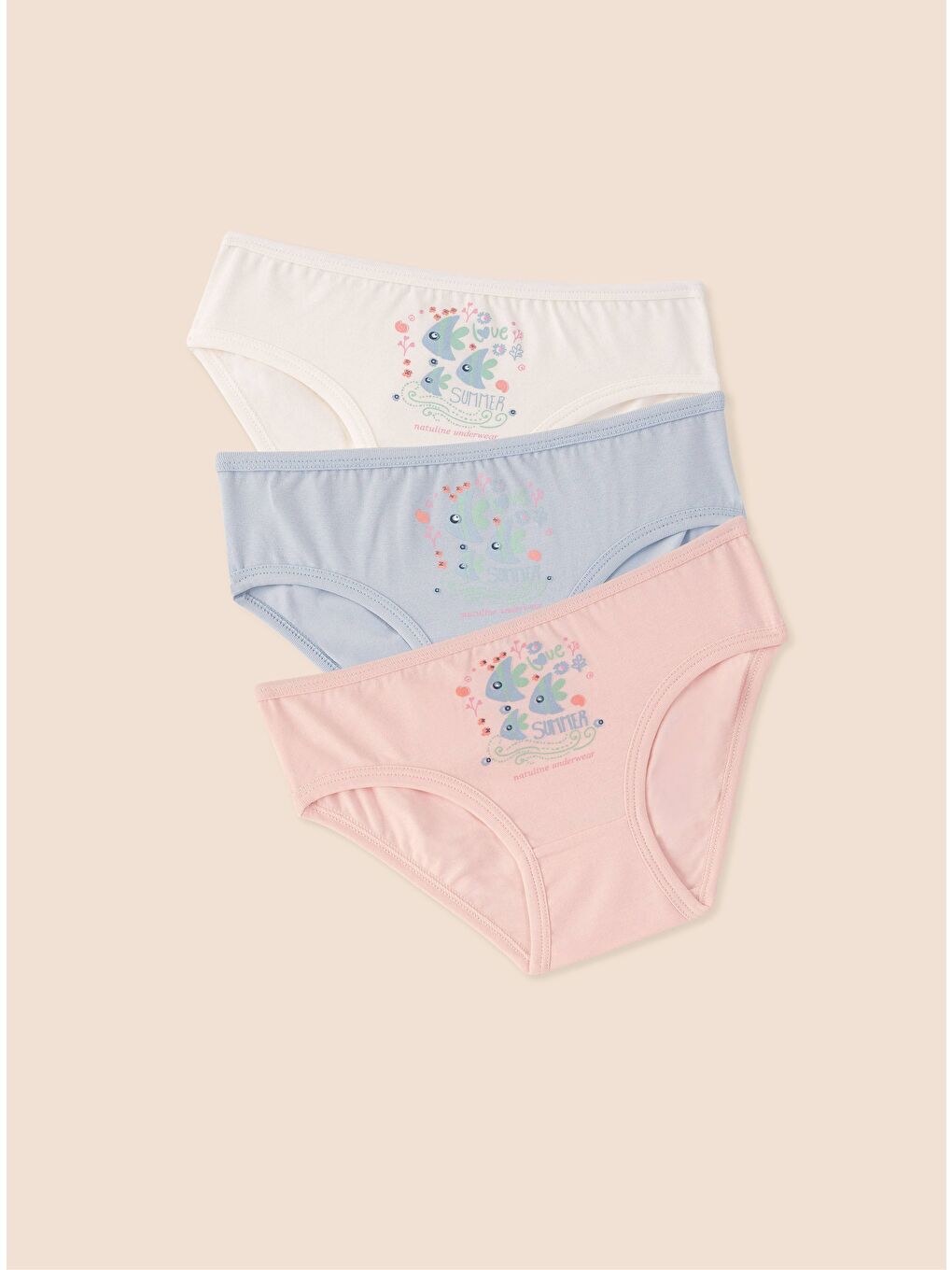 Pembe Kız Çocuk Organik Pamuklu Elastanlı Külot Summer 6'lı Paket-1