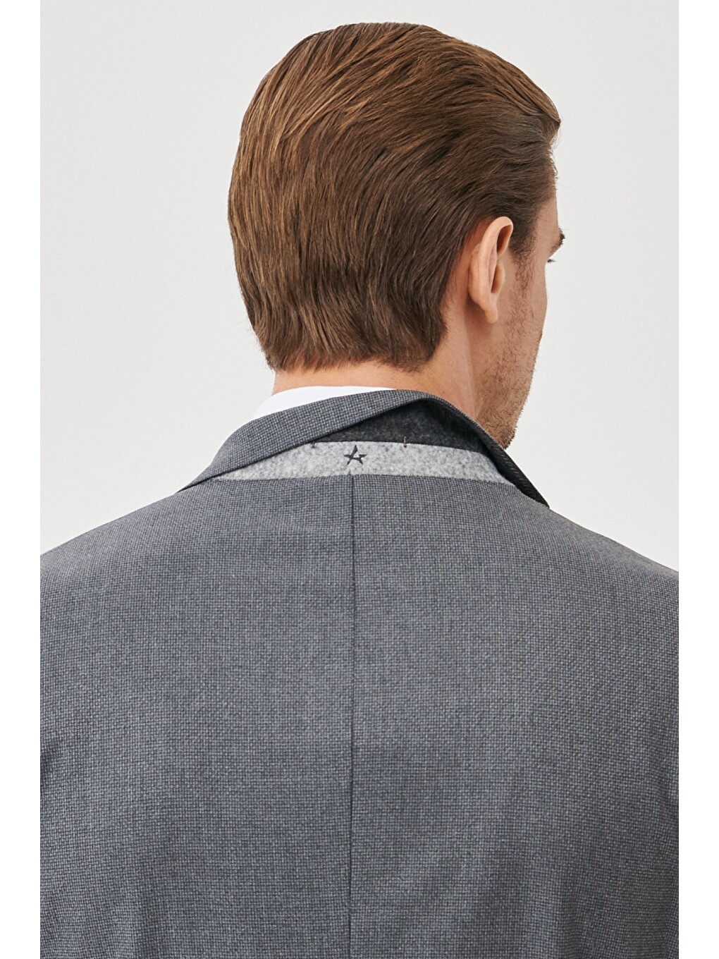 Erkek Gri Slim Fit Dar Kesim Mono Yaka Desenli Takım Elbise-4