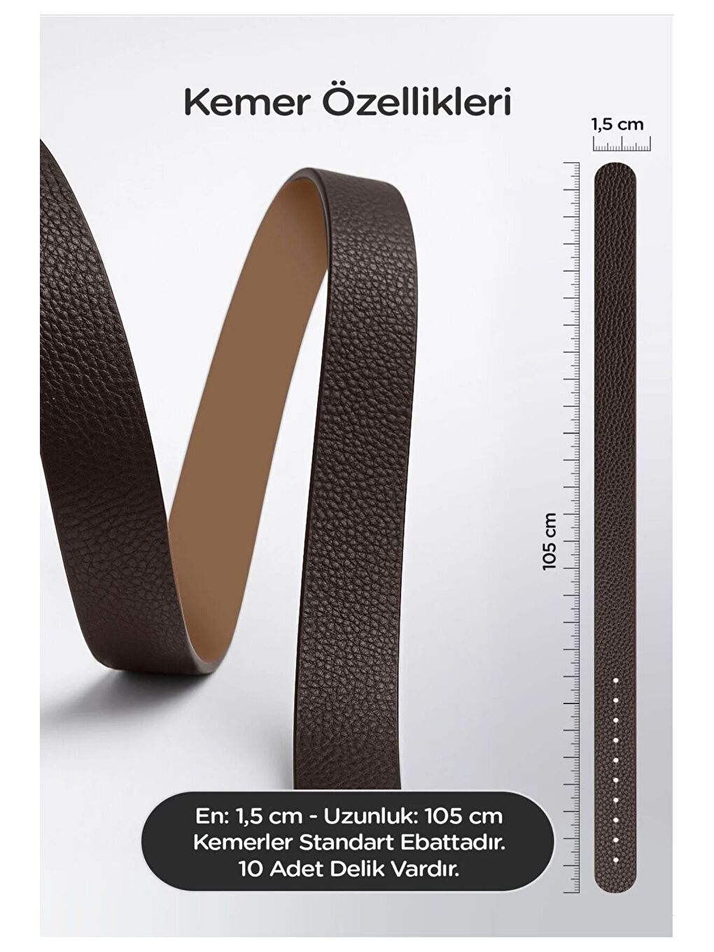 Kahverengi Uzun Tokalı Kahve İnce Kadın Kemeri Ceket Kemeri, Gömlek Kemeri, Elbise Kemeri KMR001 KAHVERENGI-7