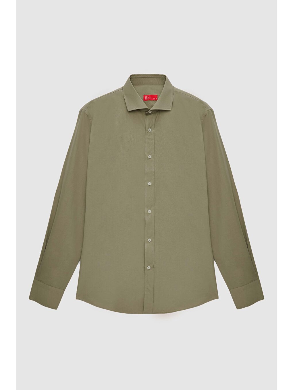 Slim Fit Haki İtalyan Yaka Dar Kesim Klasik Kravatlık Uzun Kol Kolay Ütülenebilir Gömlek-4