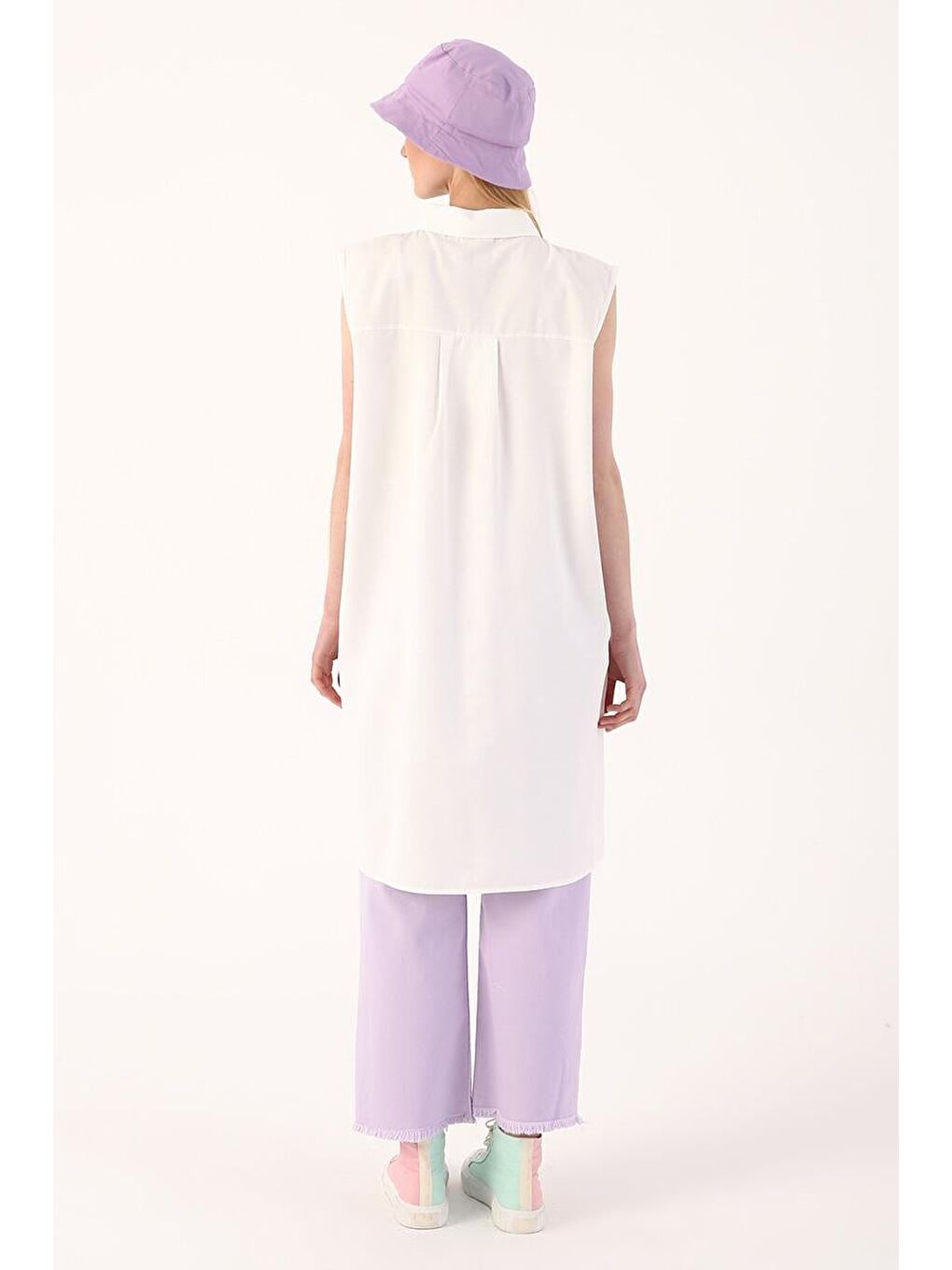 Ekru-Kolsuz Gömlek Tunik-2