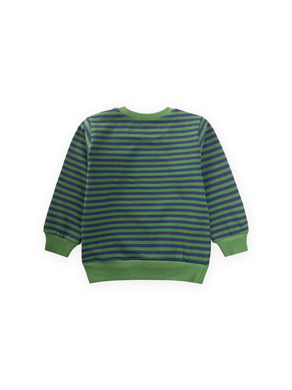 Çizgili Triko Sweatshirt 0-4 Yaş Haki Lacivert-1