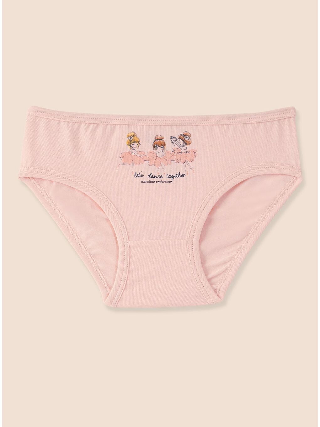 Pembe Kız Çocuk Organik Pamuklu Elastanlı Külot Let's Dance 3'lü Paket-5