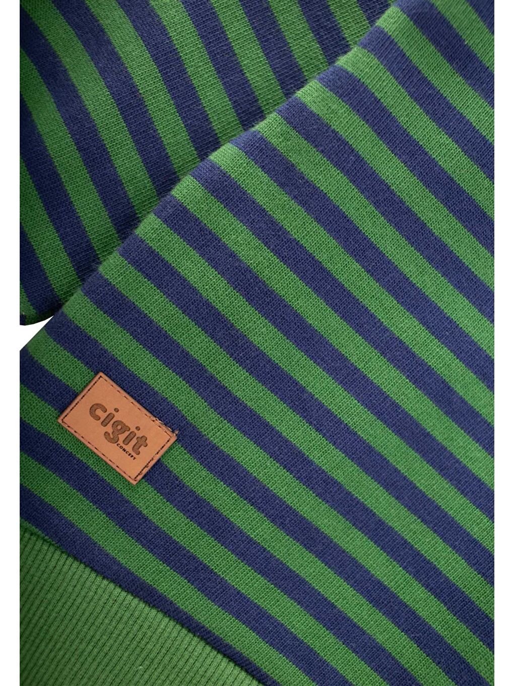 Çizgili Triko Sweatshirt 0-4 Yaş Haki Lacivert-2