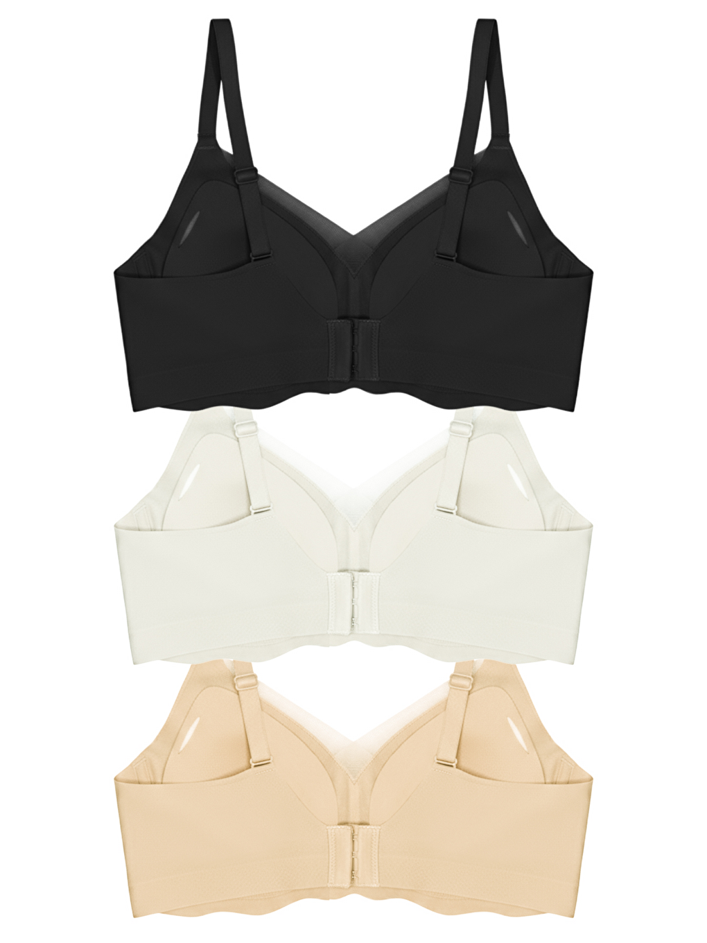 Karışık Seamless Bra - Touch | Lazer Kesim Dikişsiz Tül Ve Dalga Detaylı Balensiz Kadın Sütyen 3'Lü Paket-1