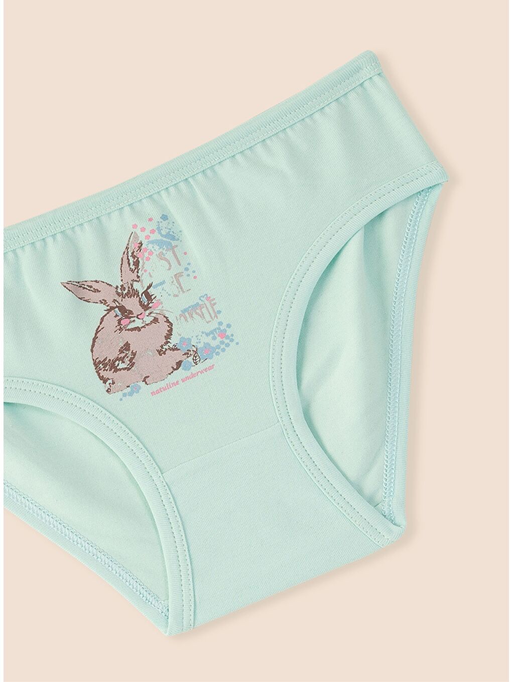 Mavi Kız Çocuk Organik Pamuklu Elastanlı Külot Just Be Rabbit Yourself Rabbit 6'lı Paket-4