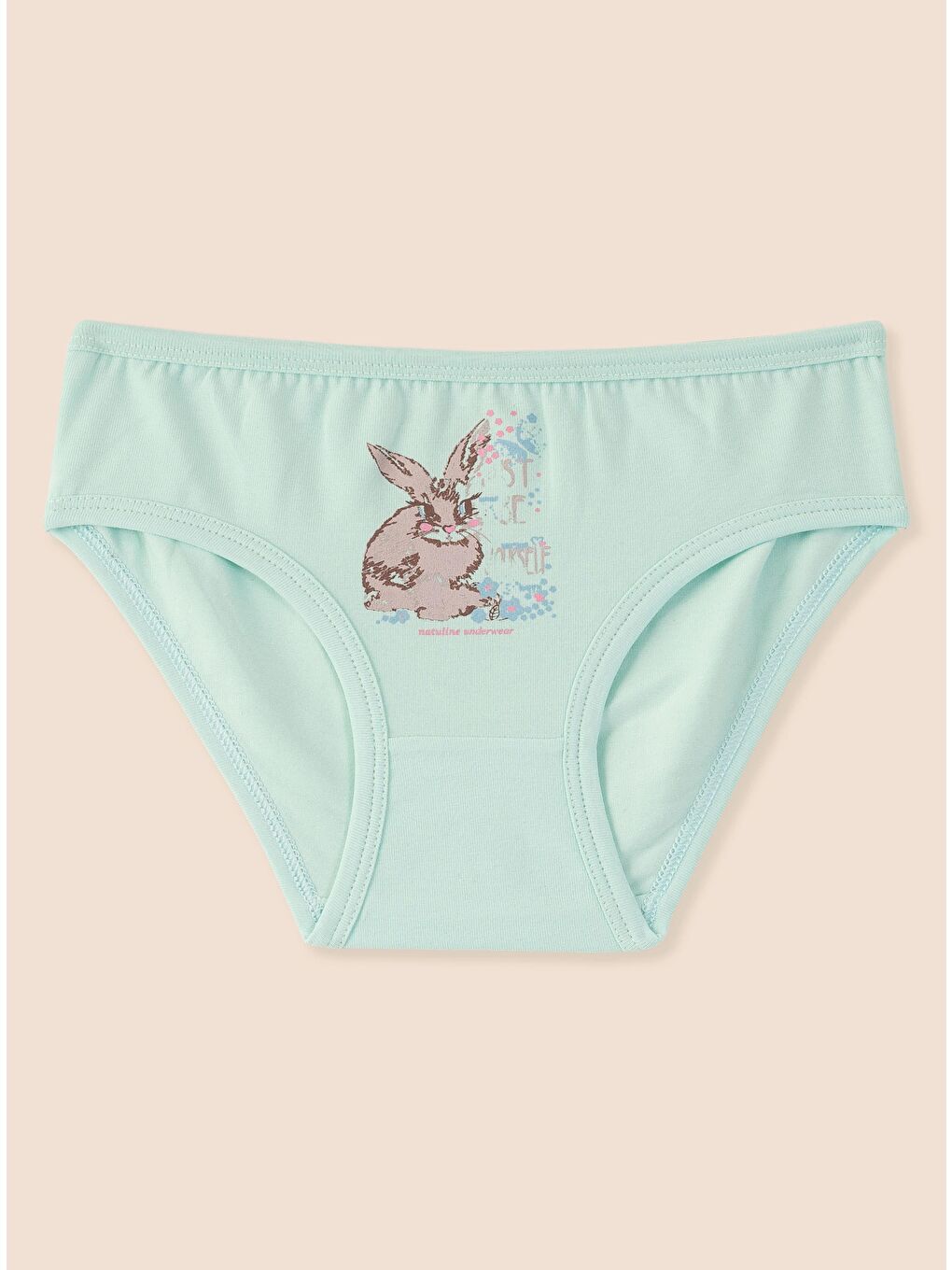 Mavi Kız Çocuk Organik Pamuklu Elastanlı Külot Just Be Rabbit Yourself Rabbit 6'lı Paket-5