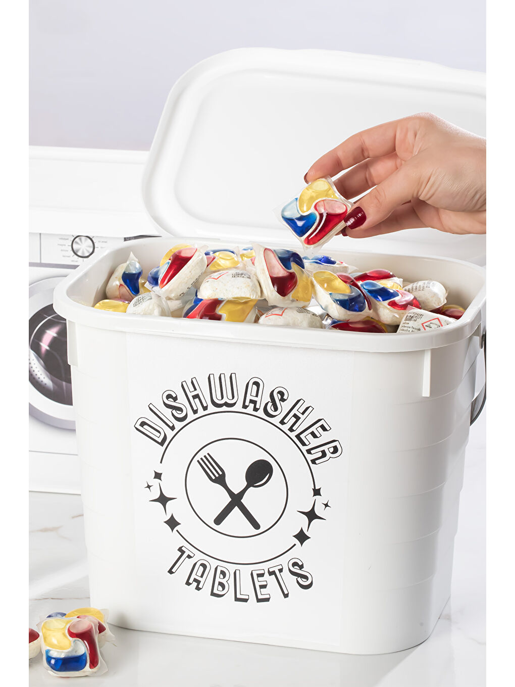 Gri 2li Çok Amaçlı Toz ve Tablet Deterjan Saklama Kutusu Seti 2x7,3lt-1