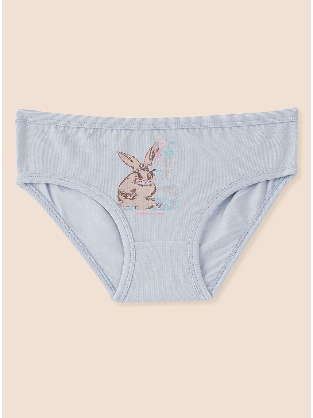 Mavi Kız Çocuk Organik Pamuklu Elastanlı Külot Just Be Rabbit Yourself Rabbit 3'lü Paket-3