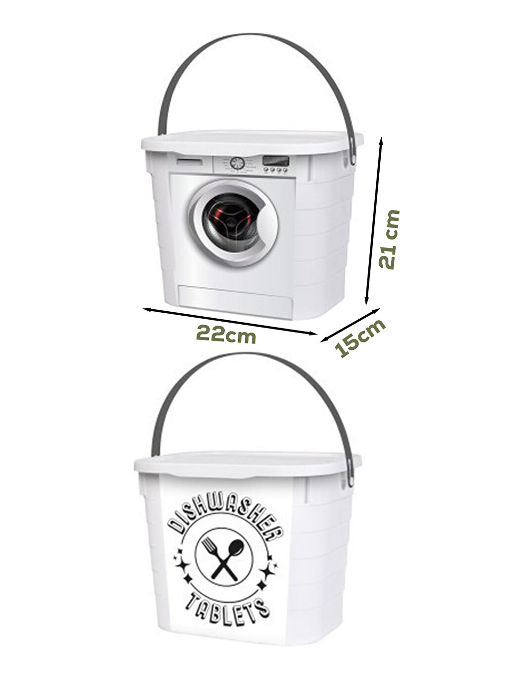 Gri 2li Çok Amaçlı Toz ve Tablet Deterjan Saklama Kutusu Seti 2x7,3lt-2